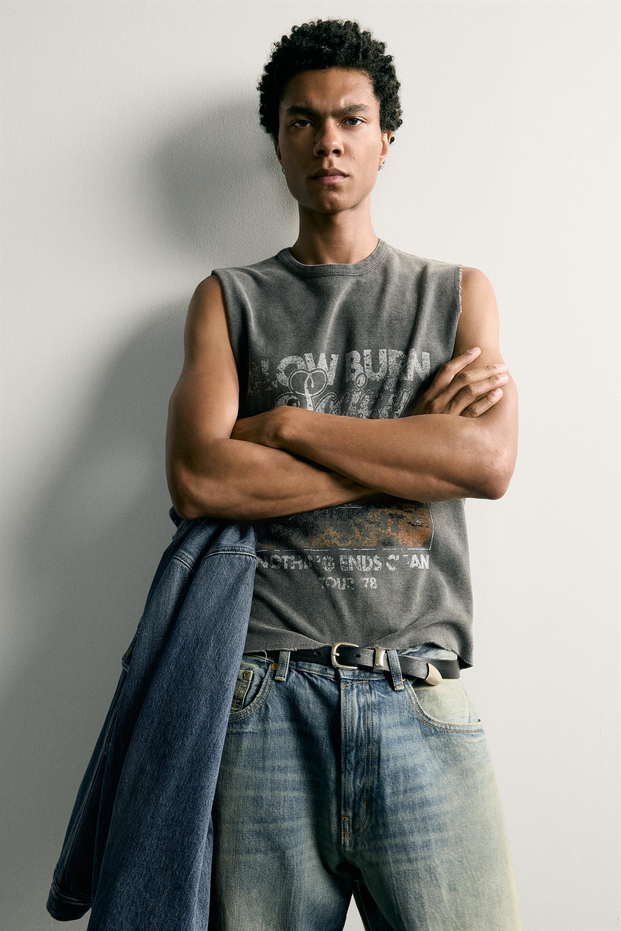 WASHED PRINTED KNIT TANK TOP